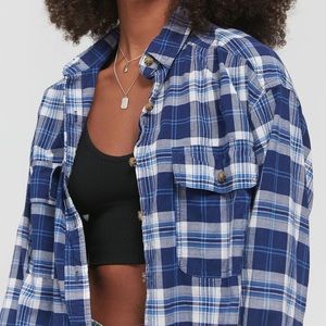 Urban outfitters blue flannel shirt